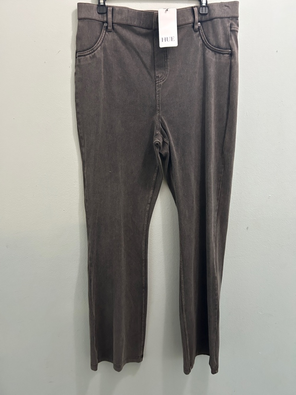 HUE Women's High-Rise Flare Jeans in Charcoal - Picture 3 of 5